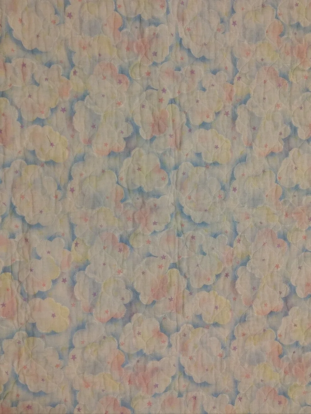 Vintage Whimsical Teddy Bears & Flying Dragon Baby Quilt With Pastel Colors
